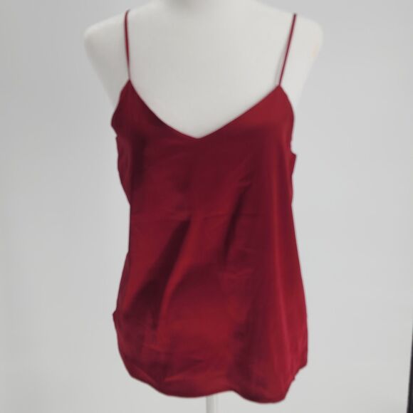 Burgundy Satin V-neck tank top ( s) - Picture 1 of 3